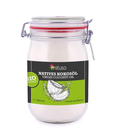 Mituso organic coconut oil virgin in a swing top jar pack of 3 (3 x 1000 ml) - Buy Online on GoSupps.com