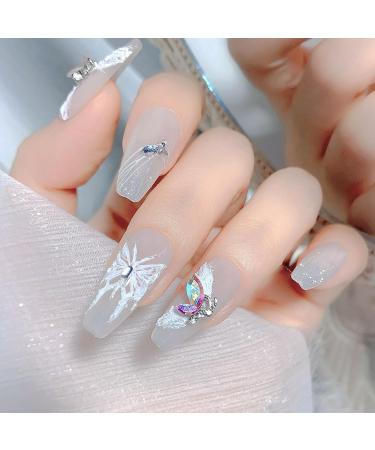 FEIlei 10Pcs/Set Nail Art Decor 3D Glitter Sparkling DIY Mini Nail Rhinestones Accessories Crystal Butterfly Nail Charm - Buy Online on GoSupps.com