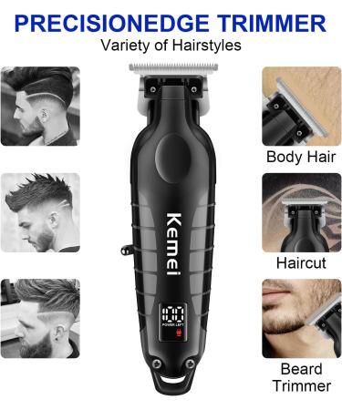 Buy KEMEI KM-2293 Professional Cordless Hair Clipper | Zero Gapped T Blade Trimmer for Men | Electric Beard Trimmer Kit with LCD Display - International Shipping Available - Buy Online on GoSupps.com