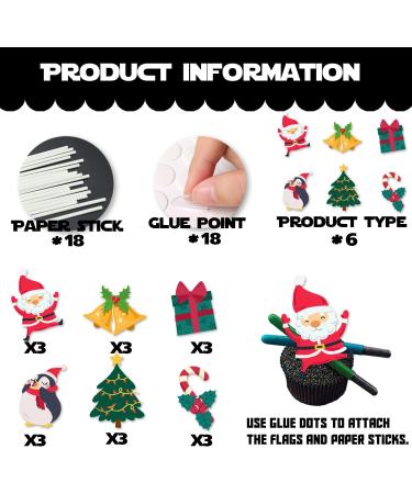 18pcs Glitter Dessert Cupcake Topper Merry Christmas Winter Santa Claus Christmas Tree Theme Decor Supplies Baby Shower Boys Girls Happy Birthday Decorations - Buy Online on GoSupps.com