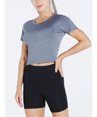 CADMUS Women's Workout Crop Tops 3-Pack - Racerback Dry Fit Athletic Shirts, Short Sleeve - Black/Grey/White - Size Small - Buy Online on GoSupps.com