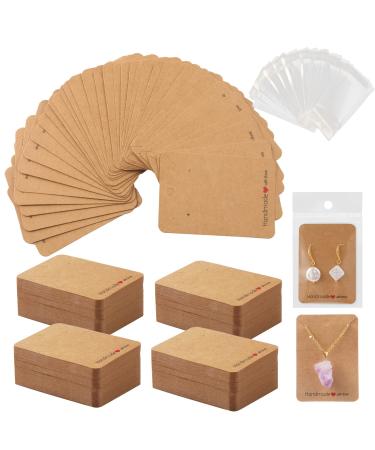 200PCS Earring Cards for Selling with 200PCS Bags Brown Earring Display Cards for Jewelry Earring Holder Cards for Selling (200PACK(Brown))