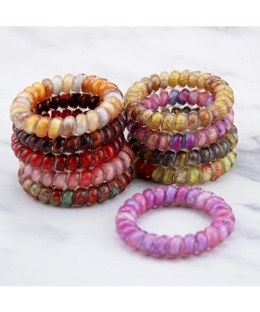Spiral Hair Ties - Printed Coil Hair Accessories for Women and Girls (Pack of 10) - D-Feather Color - Buy Online on GoSupps.com