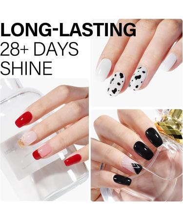 AILLSA Nude Gel Nail Polish Set Jelly Pink Milky White Black Red Gel Polish with Base and Top Coat Classic Popular Color All Season Soak Off U V L ED Manicure Art Salon DIY at Home 7Pcs 8ML Black White - Buy Online on GoSupps.com