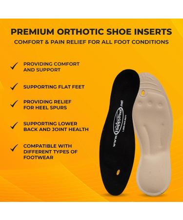 Happy Feet Orthotic Gel Inserts for Plantar Fasciitis - High Arch Support Shoe Insoles for Men & Women (Size M 7-8 / 8.5-10 - Buy Online on GoSupps.com