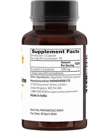 N-Acetyl-L-Cysteine (NAC) 500 mg - 90 Vegan Capsules | Premium Quality Antioxidant Supplement for Immune Support - Ships Internationally - Buy Online on GoSupps.com