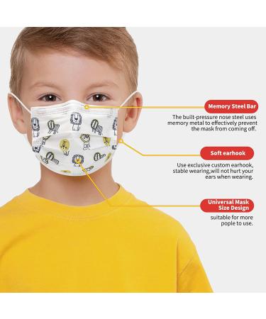50PCS Kids Disposable Face Masks with Pattern - 3-Layer Breathable Safety Masks - Adjustable Earloop Design - Anti Dust Protection - Colored (Pack of 1, 50 Count) - Buy Online on GoSupps.com