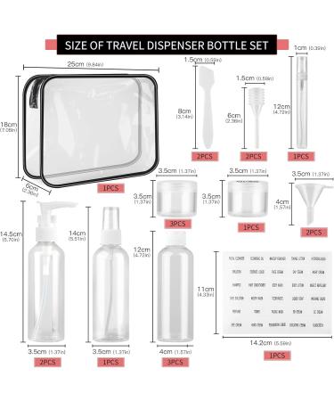 Guoyihua 19-Piece Empty Travel Bottles Set | Portable Cosmetics Containers for Air Travel | Clear Hand Luggage Liquid Fillers - Buy Online on GoSupps.com