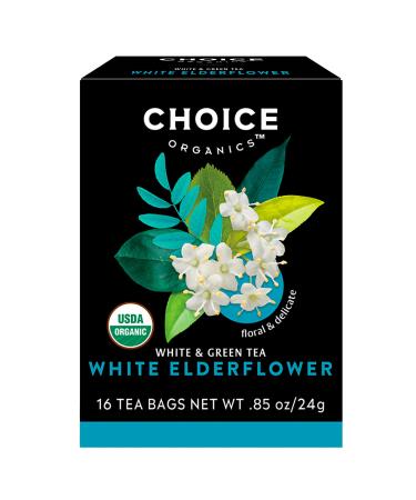 Choice Organic Teas White & Green Tea White Elderflower 16 Tea Bags 0.85 oz (24 g) Each