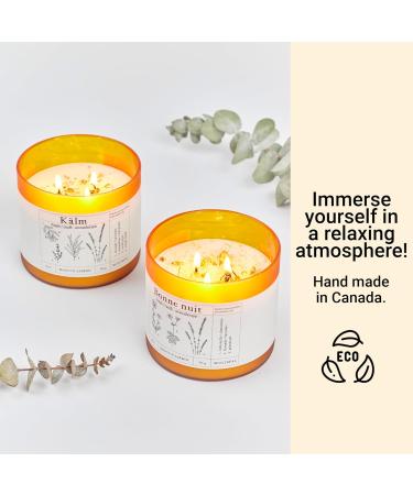 DANS UN JARDIN - Relaxing Candle Duo for Home Made in Canada - Lavender Chamomile Eucalyptus & More - Scented Candle with Essential Oils - 3 Wick Candles - Candle for a Restful Sleep - 2 x 360gr - Buy Online on GoSupps.com