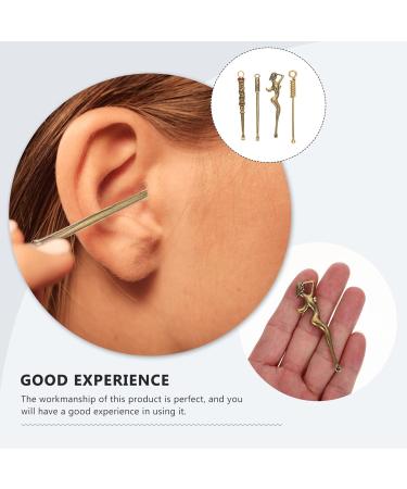 4pcs Mini Golden Powder Scoop Set for Earwax Removal and DIY Jewelry - Retro Micro Spoons - Buy Online on GoSupps.com