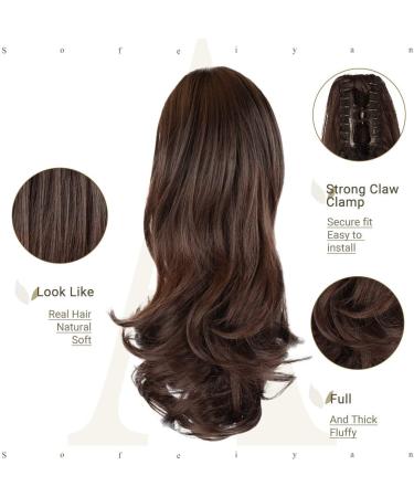 Sofeiyan 13 Long Curly Ponytail Extension | Medium Brown & Light Auburn | Synthetic Hairpiece for Women | Claw Clip-in - Buy Online on GoSupps.com