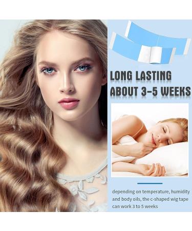 120-Piece Double Sided Lace Front Wig Tape for Waterproof Long & Short Wigs-Easy C-Shaped Adhesive Tape-great for Toupees & Hair Extensions (Blue) - Buy Online on GoSupps.com