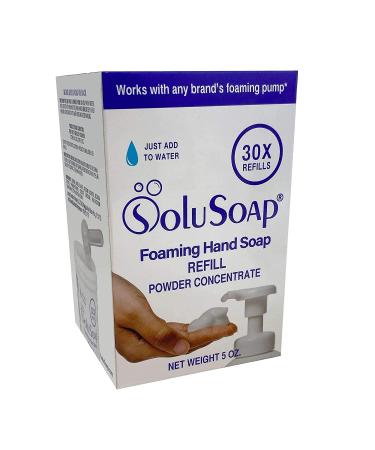 SoluSoap Foaming Hand Soap Powder Concentrate - Natural Soft Foam, Paraben and Fragrance Free - Makes 30 Bottles or 2 Gallons - Gentle Cleansing for Sensitive Skin - Buy Online on GoSupps.com