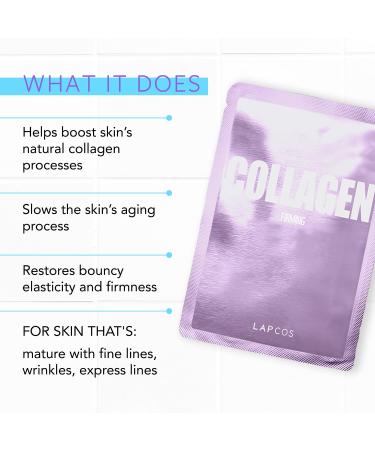 LAPCOS Collagen Firming Sheet Mask 5-Pack | Anti-Aging with Collagen Peptides | Korean Beauty Favorite for Wrinkles & Fine Lines - Buy Online on GoSupps.com