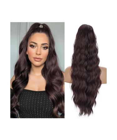 Ponytail Extension 26 Inch Ponytail Extension Clip in Curly Wavy Ponytail Hairpieces Long Wave Ponytail Hair Extension Natural Synthetic Drawstring Ponytail for Women Ponytail Hairpiece for Women (C 99j