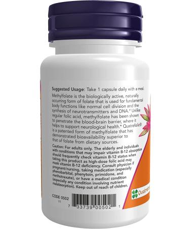 Now Foods Methyl Folate 5000 mcg - 50 Veg Capsules | Vegan Supplement for Energy & Wellness - Buy Online on GoSupps.com