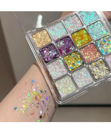  KARLOR 16 Colors Eyeshadow Eye Shadow Glitter Palette Face Body Glitter Palette Shimmer Pearl Body Makeup Festival Carnival - Buy Online on GoSupps.com