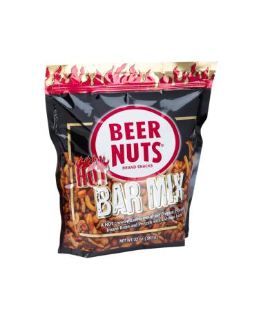 BEER NUTS Habanero Bar Mix - 32 oz Resealable Bag, Fiery Hot Habanero Mix of Peanuts, Corn Sticks, & Insane Grain Hot Bar Mix 2 Pound (Pack of 1)