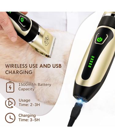 Dog Clippers Cordless Dog Grooming Kit 2-Speed Rechargeable Dog Grooming Clippers with Battery Display Low Noise Dog Clippers Professional for Dogs Cats Pets Thick Hair with Combs and Scissors - Buy Online on GoSupps.com