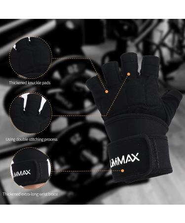 Men's Workout Gloves with Wrist Wrap Support - Full Palm Protection, Silicone Grip - Ideal for Weight Lifting, Cross Training, Pull-ups - Black, Large (7.8-8.2 inches) - Buy Online on GoSupps.com
