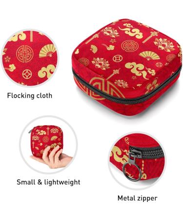 GIAPB Period Bag - Chinese Elements Red Color | Sanitary Napkin & Makeup Storage Pouch - Buy Online on GoSupps.com