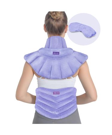 REVIX Microwave Heating Pads for Back Pain, Heated Neck Shoulder Wrap Microwavable with Moist Heat, Heated Eye Mask, Warm Compress for Migraines, Neck & Shoulders and Back Pain Relief, Set of 3 Purple