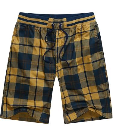 Men's Yellow Plaid Shorts - Casual Loose Fit Quick Dry Lightweight Shorts 5X-Large - Buy Online on GoSupps.com