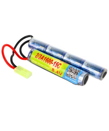 iRayzePower 8.4v 1600mAh Butterfly Nunchuck NIMH Battery Pack with Mini Tamiya Connector for Airsoft Guns