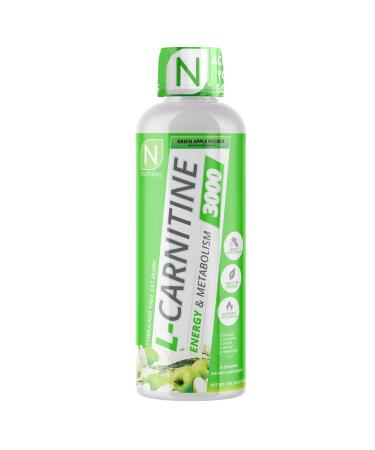 NutraKey L-Carnitine 3000mg, No Sugar, Gluten Free, Turn Into Fuel, (Green Apple) 31 Servings