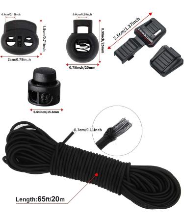 UD 40pcs Plastic Cord Locks with 18-Inch 65ft Elastic Cord Stretch String for Drawstring Shoelaces Clothing Backpack Bags (Black) - Buy Online on GoSupps.com