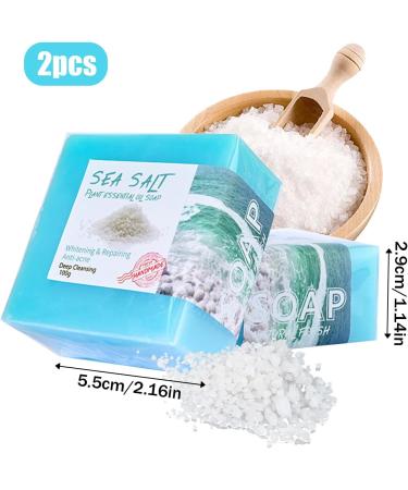 KYSUN Le Naturel Soap Handmade Soap Natural Cleansing Soap Natural Exfoliating Sea Salt Soap Vegan Shower Soap Skin Lightening Soap Face and Body 2 Bars - Buy Online on GoSupps.com