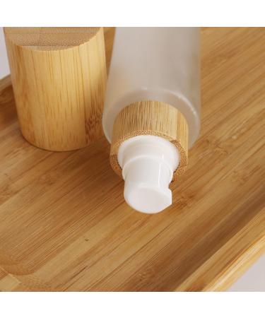 Cosidea 100ml Refillable Bamboo Lid Glass Bottles | Lotion Pump & Travel Containers for Cosmetics - Buy Online on GoSupps.com