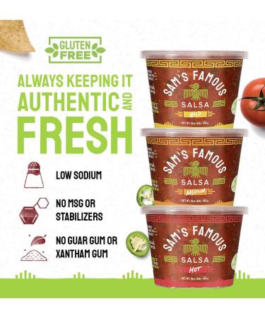 Sam's Famous Salsa 3 Pack - Authentic Tarahumara Recipe | Gluten Free with Fresh Ingredients | Medium Heat - 1lb (Pack of 3) - Buy Online on GoSupps.com