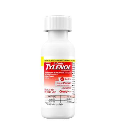 Infants' Tylenol Acetaminophen Medicine, Pain & Fever Relief, Dye-Free Cherry, 1 fl. oz
