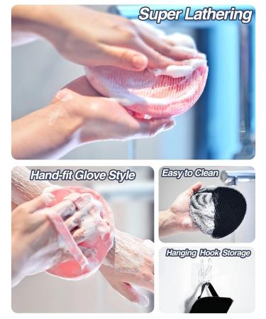 ManmiHealth Silicone Back Scrubber Mat & Bath Glove Set (2 PCS) - Hands-Free Foot Scrubber for Shower - Powerful Suction Shower Scrubber with Body & Face Scrubber and Free Hook (Black) - Buy Online on GoSupps.com