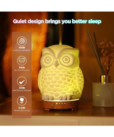 Inrorans 200ml Ceramic Owl Aromatherapy Diffuser | Ultrasonic Cool Fog Essential Oil Humidifier with LED Night Lights - 7 Color Changing - Buy Online on GoSupps.com
