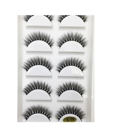UAMOU 10/50 Boxes 5 Pairs 3D Mink False Eyelashes Soft Lashes Makeup Eyelash Faux Cils Cilios Maquiagem Cheerfully (Color : 5Pairs S19 Size : 100 Boxes 50 Pairs)