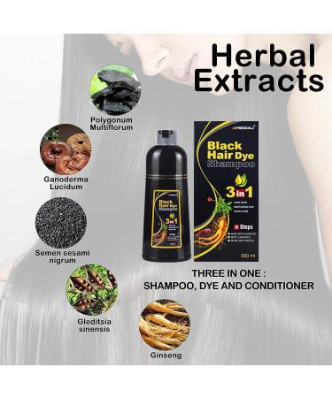 MEIDU Instant Black Hair Shampoo - 3 in 1 Hair Dye for Women and Men - Natural Black Hair Dye Shampoo - Hair Nourishing & Darkening - Instant Black Hair Color - Buy Online on GoSupps.com