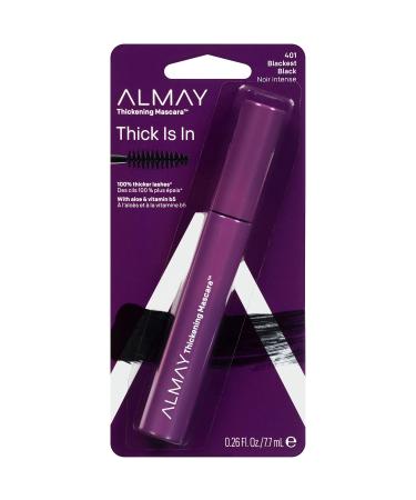 Almay Thickening Mascara with Aloe and Vitamin B5 - Blackest Black 0.26 Fl Oz (Pack of 2) | Hypoallergenic, Cruelty-Free, Ophthalmologist Tested, Fragrance-Free - Buy Online on GoSupps.com