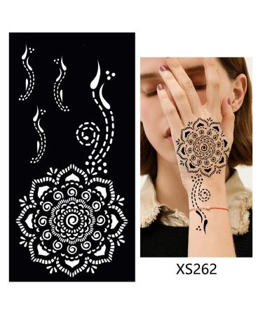 Glaryyears Temporary Tattoo Stencil - 8 Sheets Henna Template for Women, Hand Finger Wrist Body Art Paint - Buy Online on GoSupps.com