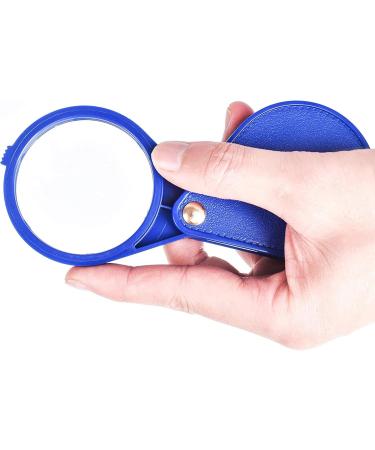 Reading Magnifying Glasses - Folding Pocket Magnifier with Rotating Leather Case for Maps & Antiques - Blue - Buy Online on GoSupps.com