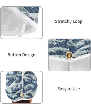 Wave Dry Hair Cap Set - 2 Piece Quick Drying Towel with Button Headband | Super Absorbent & Soft for Easy Use Perfect for International Shipping - Buy Online on GoSupps.com