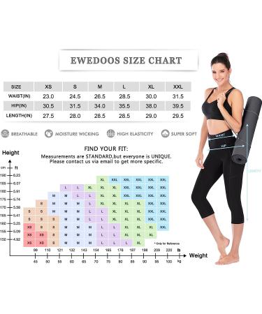 Ewedoos High Waist Capri Leggings with Pockets for Women - X-Large Black Yoga Workout Pants - Buy Online on GoSupps.com