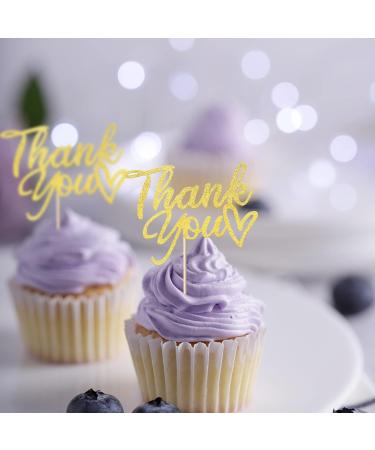 SYKYCTCY 24 Pack Thank You Cupcake Toppers Glitter Thank You Cupcake Picks Thanksgiving Day Cupcake Decorations Wedding Anniversary Birthday Party Supplies Gold - Buy Online on GoSupps.com
