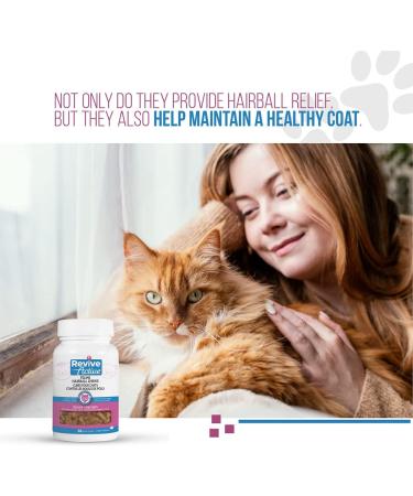 Revive Active - Feline Hairball Soft Chews 48ct - Cat Hairball Remedy Designed Specifically for Cats That are Prone to Hairball Problems - Treats That Help Maintain a Healthy Coat. - Buy Online on GoSupps.com