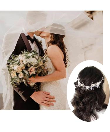 Bridal Hair Accessories Flower Wedding Hair Vine Rhinestone Crystal Headpiece With Detachable Ribbon Bridal Pearl Hair Style Accessories For Bridesmaid Women Lady Prom Party - Buy Online on GoSupps.com