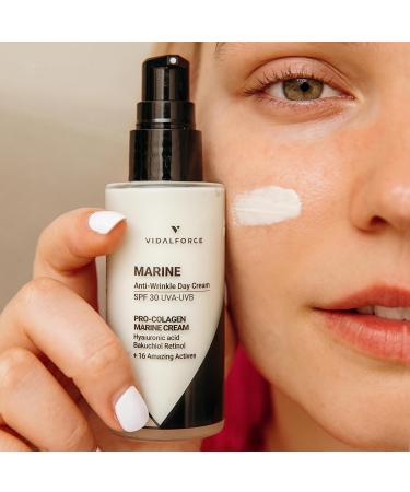 MARINE Super Fluid Anti-Wrinkle Cream for Women and Men with 30 SPF UVA/UVB and Blue Light Sunscreen with Marine Collagen I 3 Hyaluronic Acids I Retinol I Ceramides or Bakuchiol 50ml - Buy Online on GoSupps.com