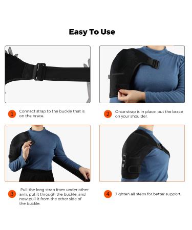 Heated Shoulder Brace with Adjustable Heat Settings for Pain Relief - Compression Sleeve Wrap for Rotator Cuff - Men Women Black - Buy Online on GoSupps.com