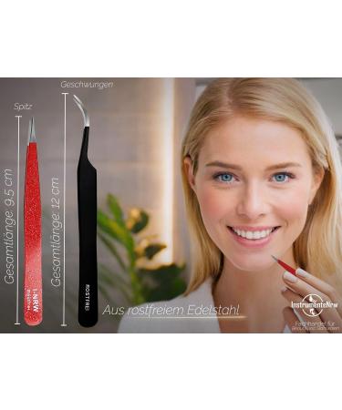 Premium Stainless Steel Plucking Tweezers Set Pointed Splinter Tweezers in Red & Black for Hair Removal | International Shipping Available - Buy Online on GoSupps.com